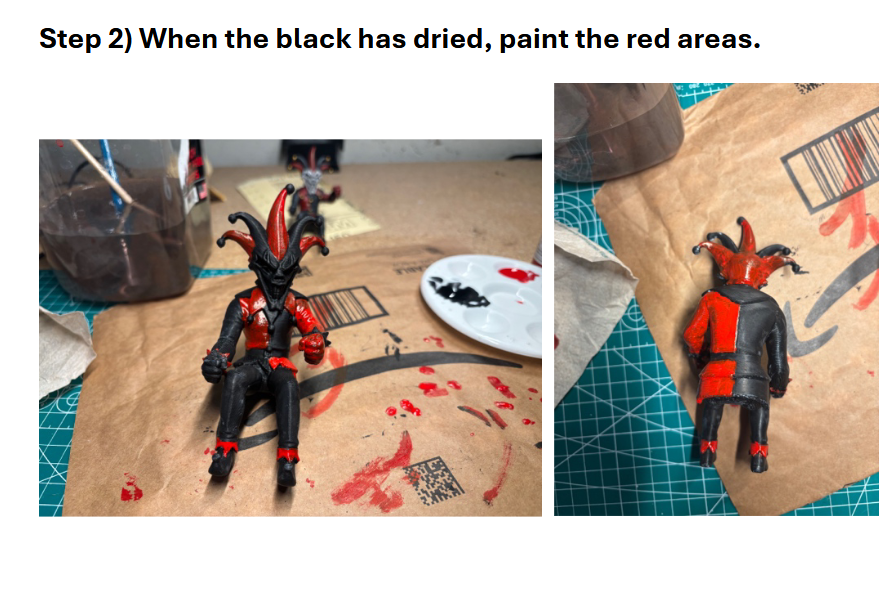 CCW Jester Driver Paint Guide preview showing the red painting step